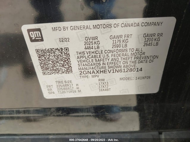 Chevrolet EQUINOX LS 2022 2GNAXHEV1N6128014 Image 9
