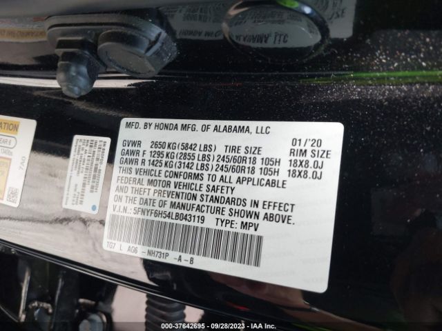 5FNYF6H54LB043119 Honda Pilot Ex-l