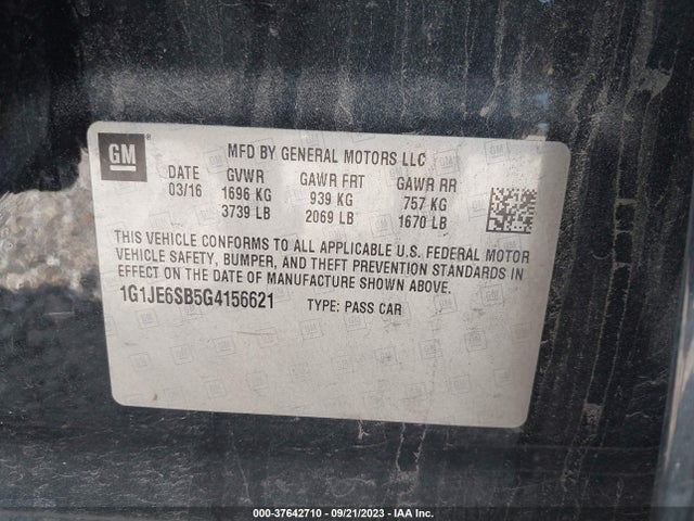 Chevrolet SONIC LTZ 2016 1G1JE6SB5G4156621 Image 9