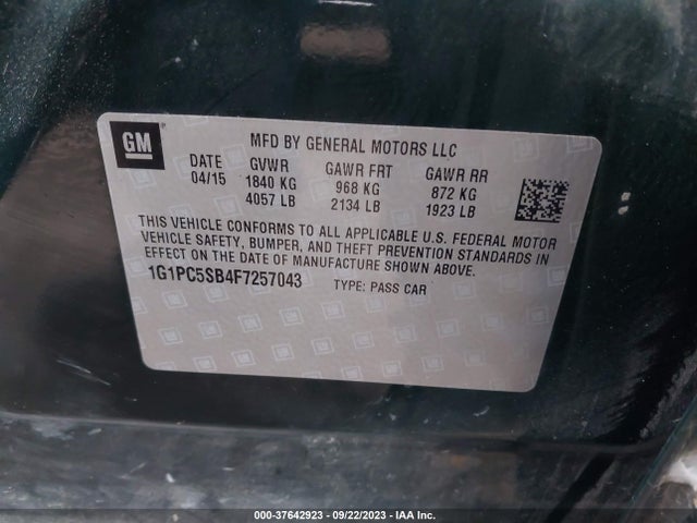 Chevrolet CRUZE LT 2015 1G1PC5SB4F7257043 Image 9