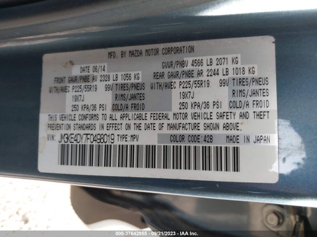 2015 MAZDA CX-5 GRAND TOURING VIN: JM3KE4DY7F0498019