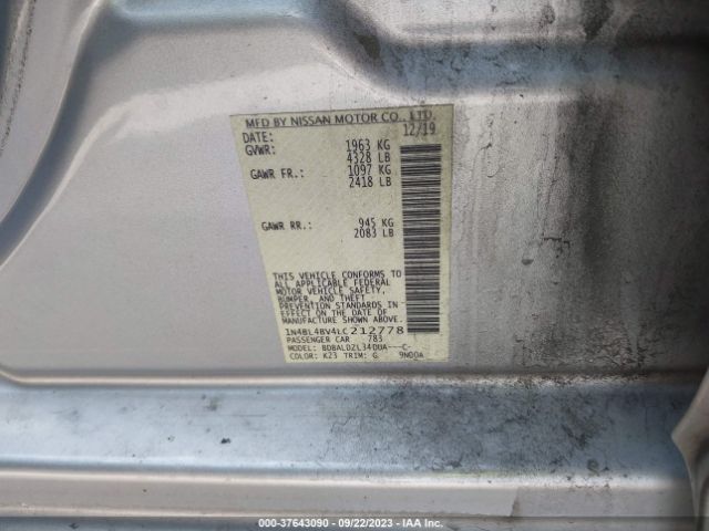 1N4BL4BV4LC212778 Nissan Altima S Fwd