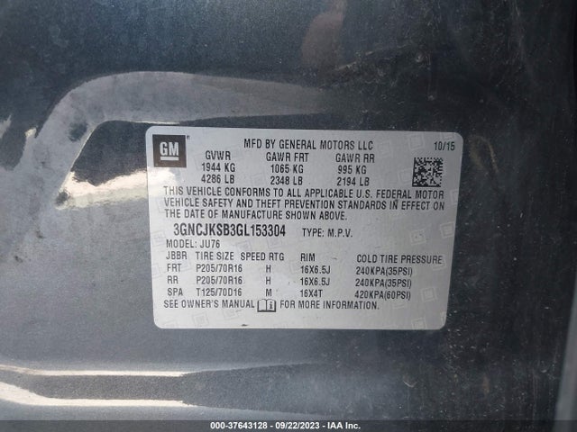 Chevrolet Trax 1ls 2016 3GNCJKSB3GL153304 Image 9