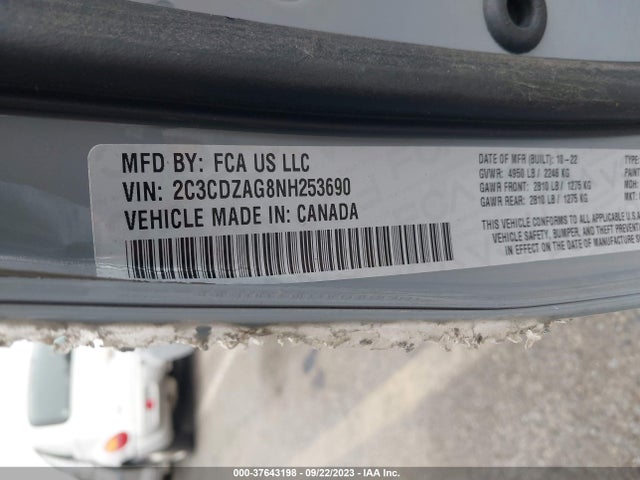Dodge Challenger Sxt 2022 2C3CDZAG8NH253690 Image 9