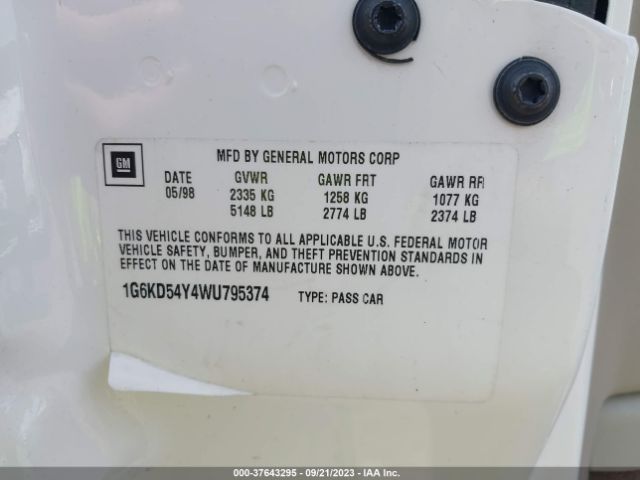 1998 CADILLAC DEVILLE 1G6KD54Y4WU795374 Photo 8