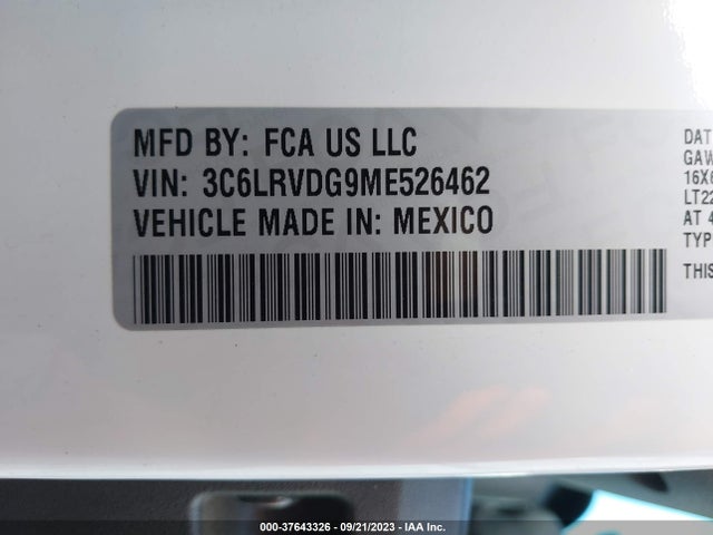 3C6LRVDG9ME526462 RAM Promaster Cargo Van