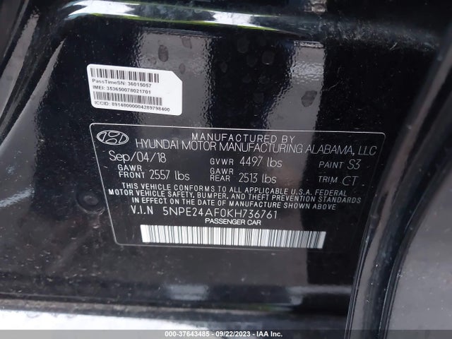 Hyundai SONATA SE 2019 5NPE24AF0KH736761 Image 9
