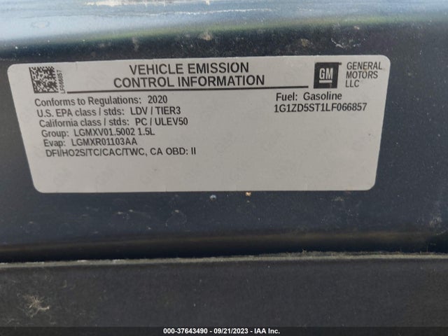 Chevrolet MALIBU LT 2020 1G1ZD5ST1LF066857 Image 9