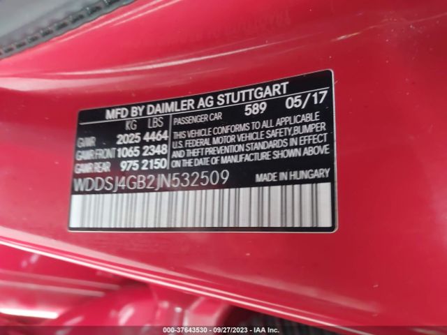 WDDSJ4GB2JN532509 Mercedes-Benz Cla Cla 250
