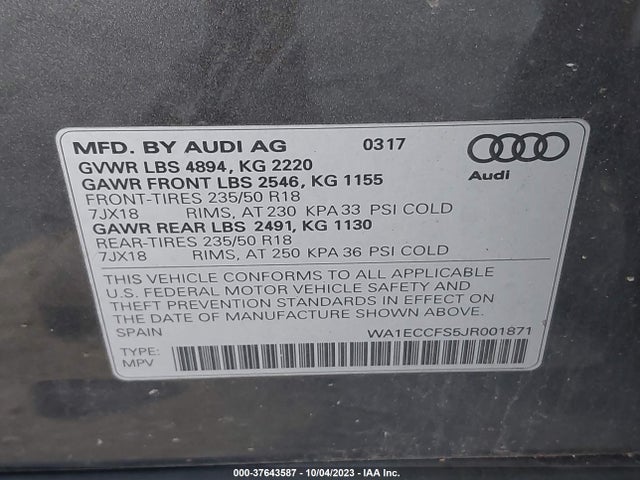 WA1ECCFS5JR001871 Audi Q3 Sport Premium
