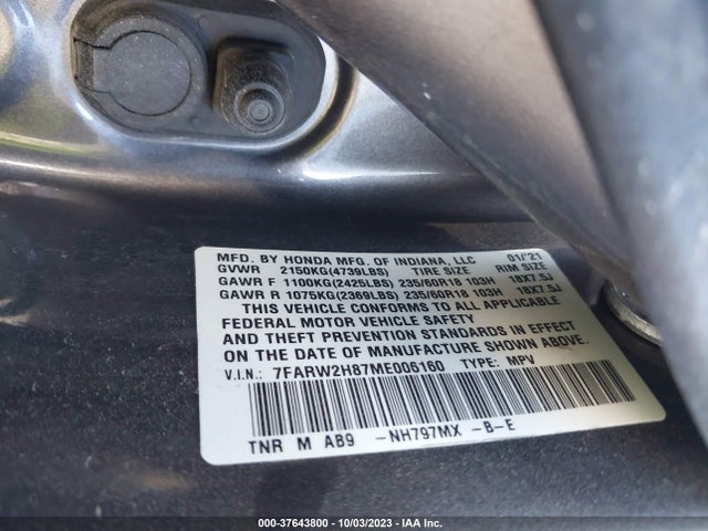 Honda Cr-v Awd Ex-l 2021 7FARW2H87ME006160 Image 9