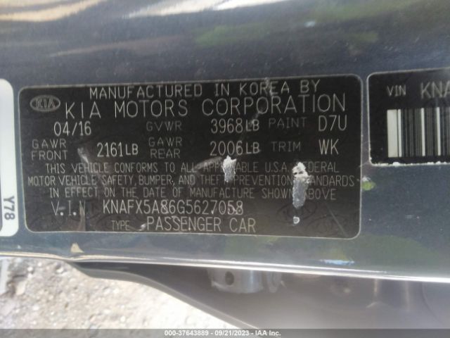 KNAFX5A86G5627058 KIA Forte 5-door Ex