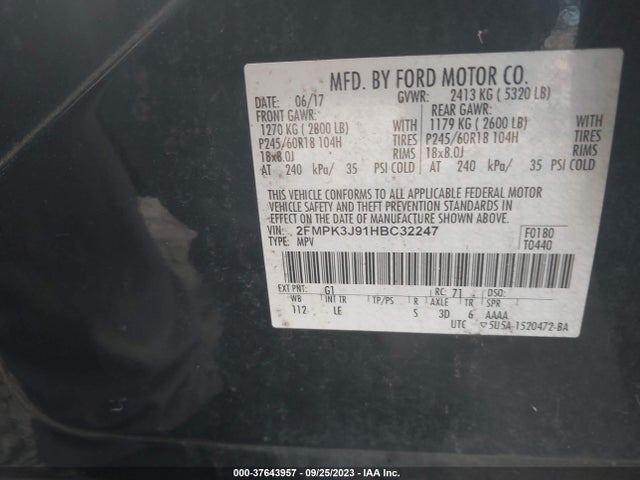 Ford EDGE SEL 2017 2FMPK3J91HBC32247 Image 9