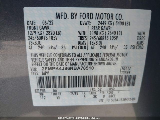 2FMPK4J96NBA78510 Ford Edge Sel/st-line
