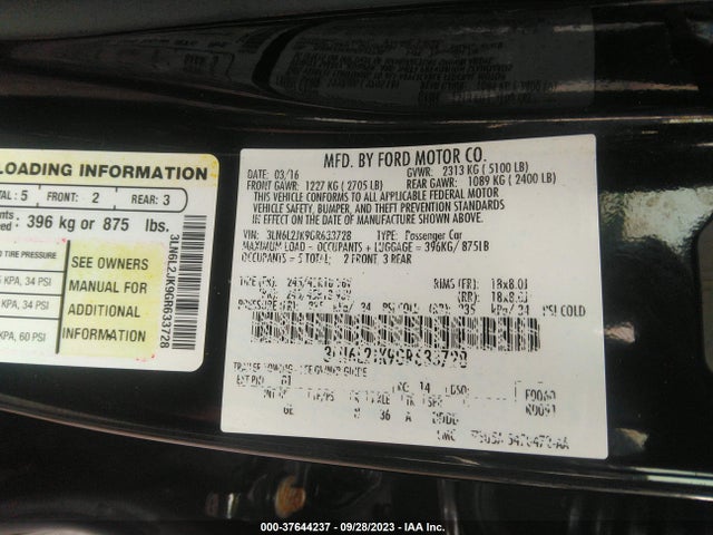 3LN6L2JK9GR633728 Lincoln MKZ