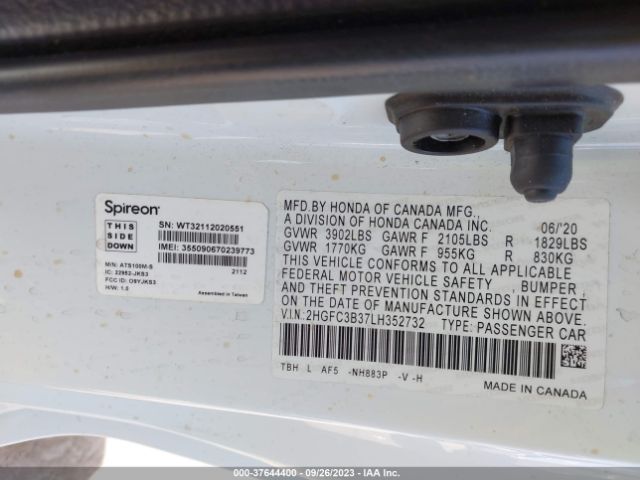 2HGFC3B37LH352732 Honda Civic Coupe Ex