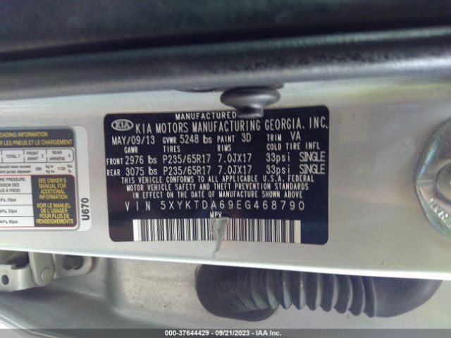 5XYKTDA69EG468790 KIA SORENTO LX