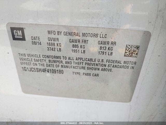 Chevrolet Sonic Lt Auto 2015 1G1JC5SH4F4109180 Image 9