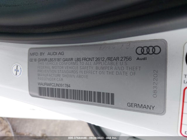 WAUF8AFC2JN091784 Audi A6 Premium/sport