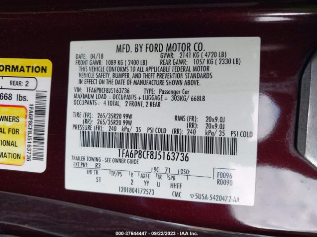 1FA6P8CF8J5163736 Ford MUSTANG GT