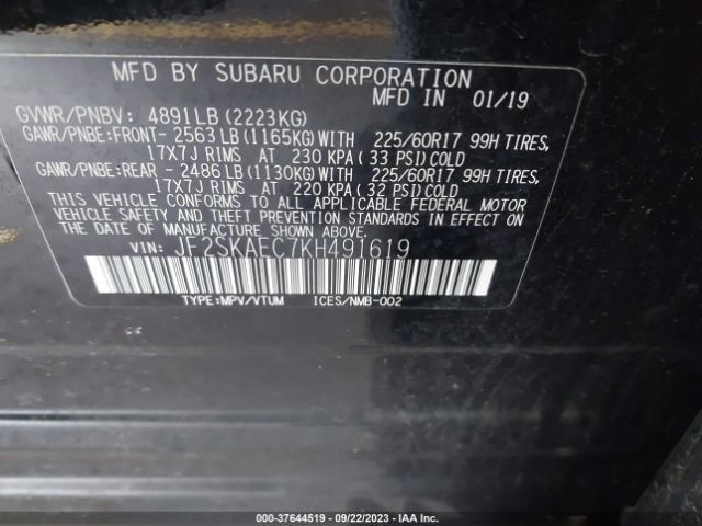 JF2SKAEC7KH491619 Subaru Forester Premium