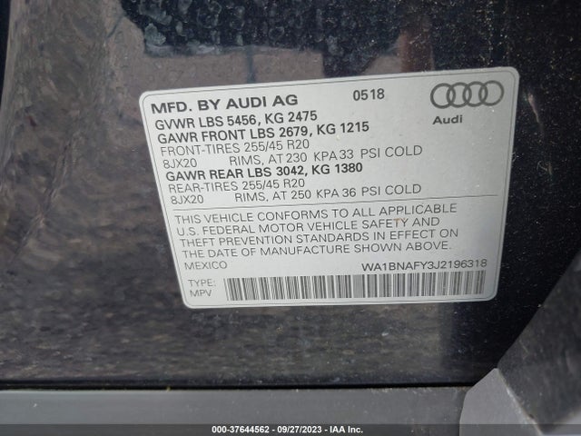 WA1BNAFY3J2196318 Audi Q5 Premium Plus