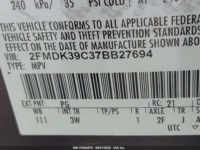 2007 FORD EDGE 2FMDK39C37BB27694 Photo 8