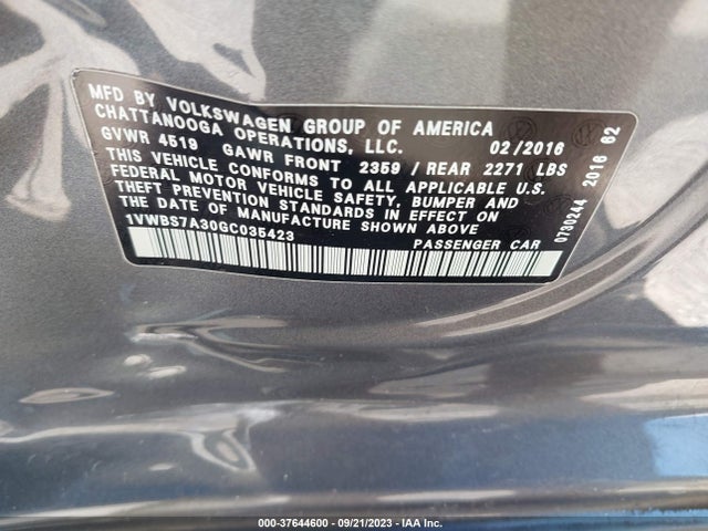 1VWBS7A30GC035423 Volkswagen Passat 1.8t Se