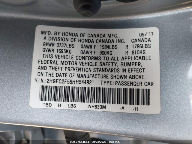Honda Civic Sedan Lx 2017 2HGFC2F56HH544821 Image 9