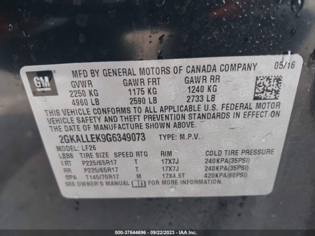 2GKALLEK9G6349073 GMC TERRAIN SL
