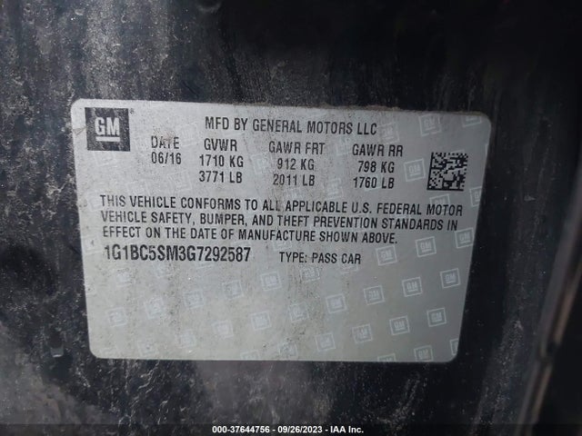 Chevrolet Cruze Ls Auto 2016 1G1BC5SM3G7292587 Image 9