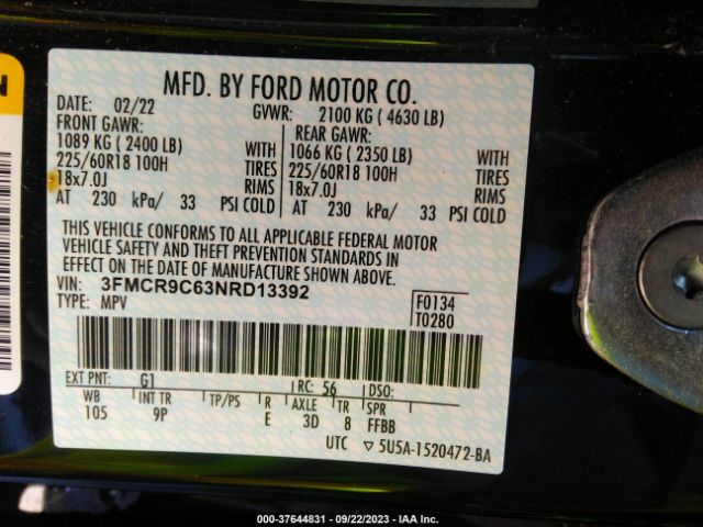 3FMCR9C63NRD13392 Ford Bronco Sport Outer Banks