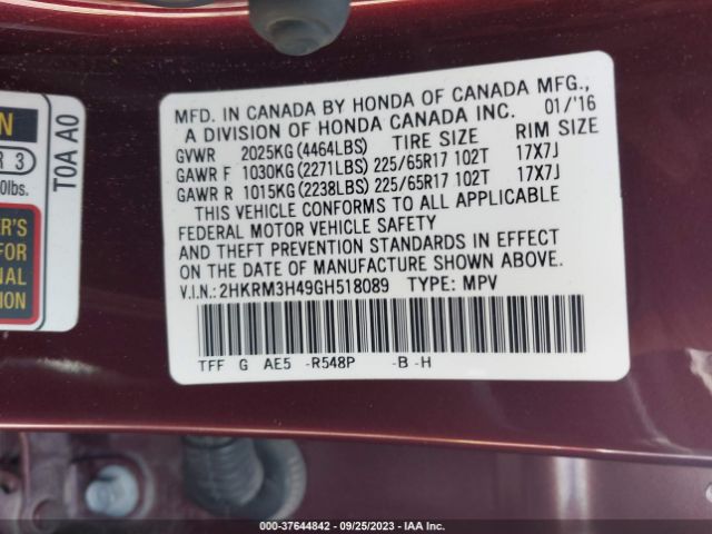 2HKRM3H49GH518089 Honda CR-V SE