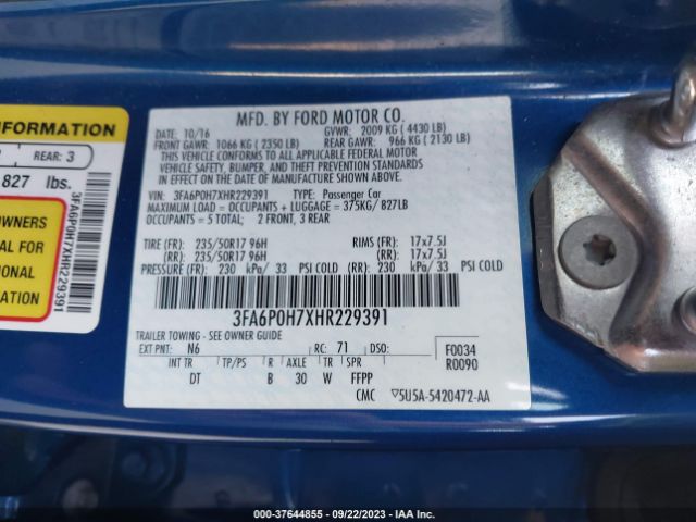 3FA6P0H7XHR229391 Ford FUSION SE