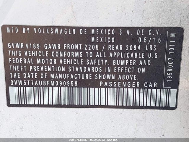 3VW5T7AU8FM090959 Volkswagen GOLF GTI S
