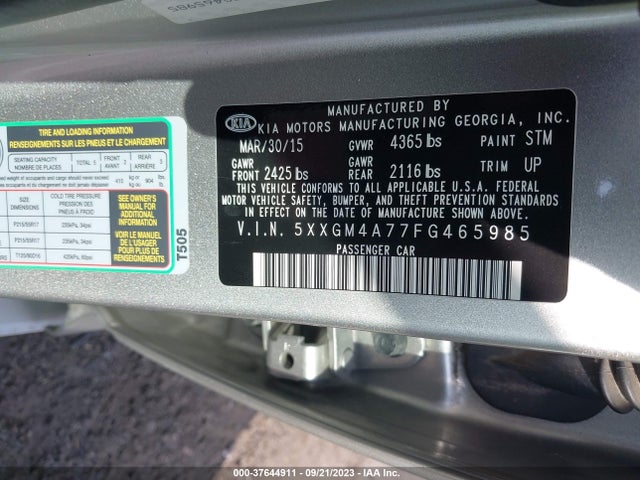KIA Optima Lx 2015 5XXGM4A77FG465985 Image 9
