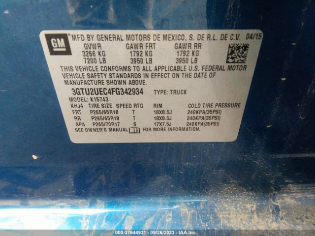 3GTU2UEC4FG342934 GMC Sierra 1500 Sle