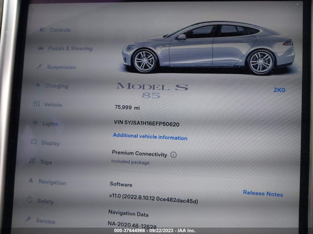 5YJSA1H16EFP50620 Tesla Model S 60 Kwh Battery/p85
