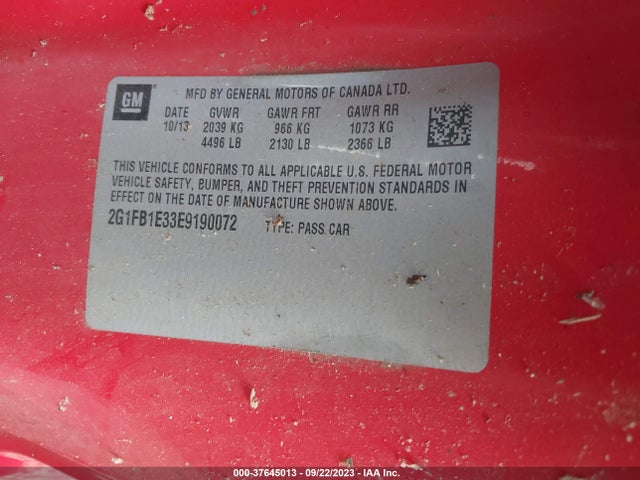 Chevrolet CAMARO LT 2014 2G1FB1E33E9190072 Image 9