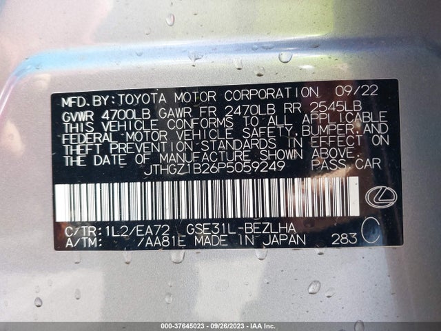 JTHGZ1B26P5059249 Lexus Is Is 350 F Sport
