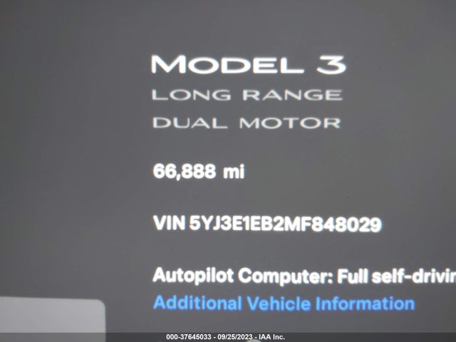 Tesla Model 3 Long Range 2021 5YJ3E1EB2MF848029 Image 7