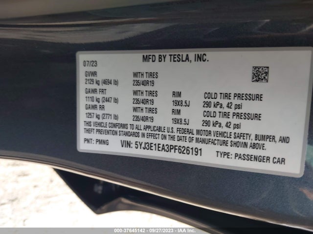 Tesla MODEL 3 2023 5YJ3E1EA3PF626191 Image 9
