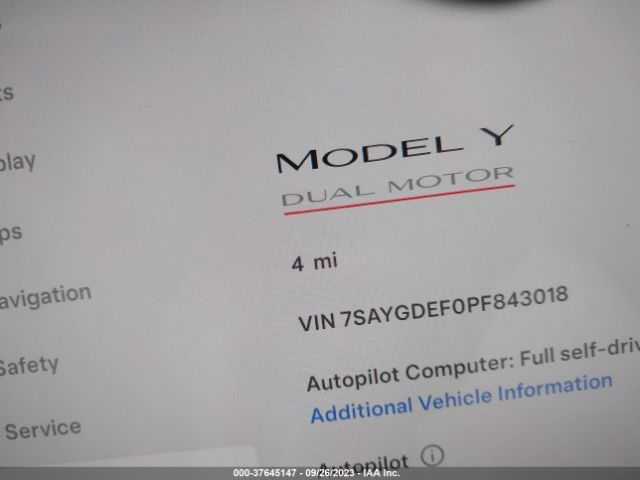 7SAYGDEF0PF843018 Tesla Model Y Performance