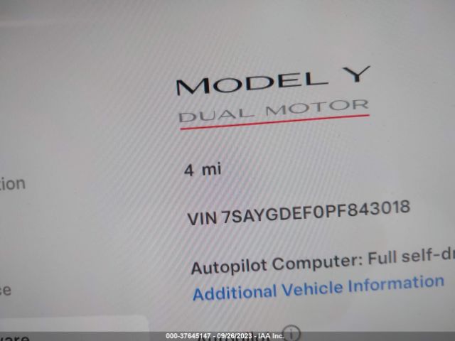 7SAYGDEF0PF843018 Tesla Model Y Performance
