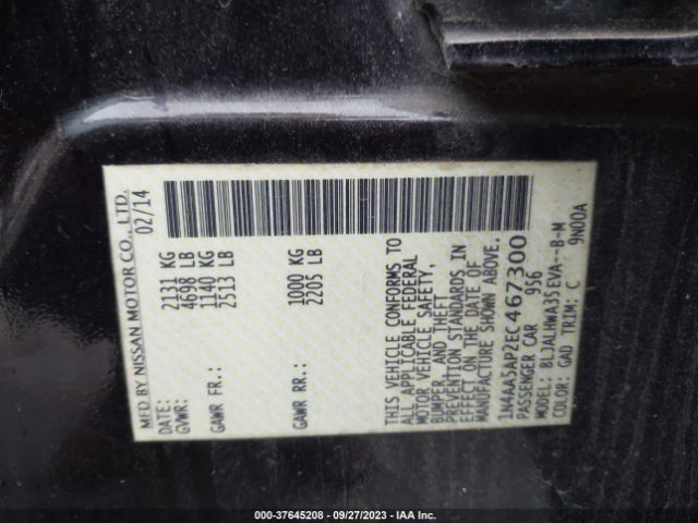 1N4AA5AP2EC467300 Nissan Maxima 3.5 Sv W/premium Pkg