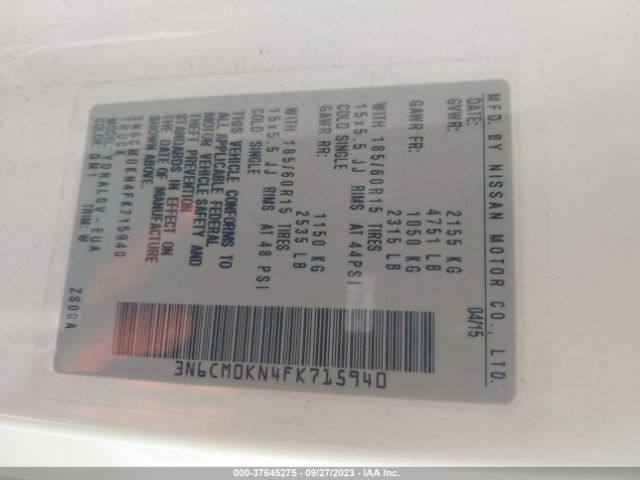 3N6CM0KN4FK715940 Nissan NV200 SV