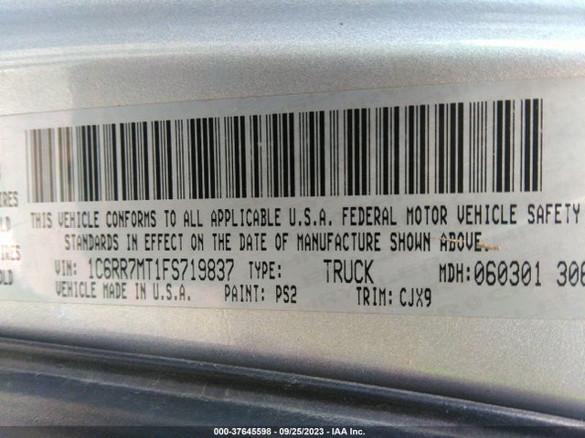 1C6RR7MT1FS719837 RAM 1500 Sport