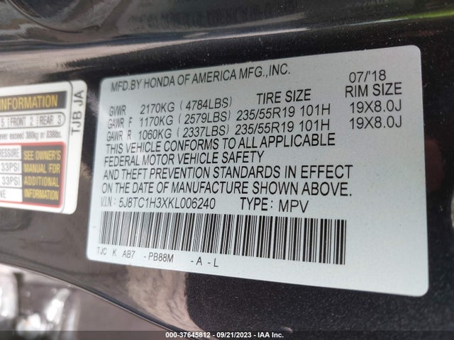 Acura RDX 2019 5J8TC1H3XKL006240 Image 9