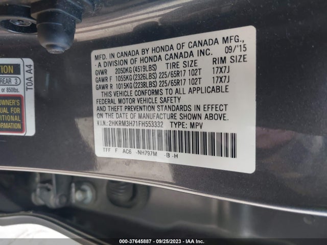 Honda Cr-v Ex-l 2015 2HKRM3H71FH553332 Image 9