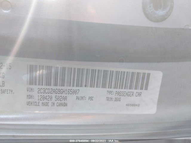 2C3CDZAG9GH165007 Dodge Challenger Sxt